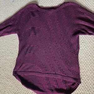 Dana Buchman Sweater Women Medium Pink Black Cotton Blend 3/4 Sleeve